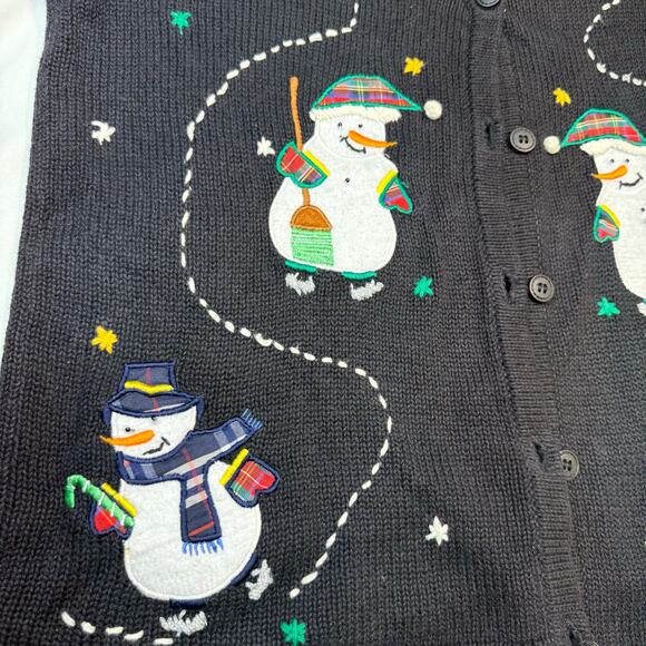 Vintage Bobbie Brooks Snowman Christmas Sweater Vest Women’s Size Small Holiday - Picture 3 of 7